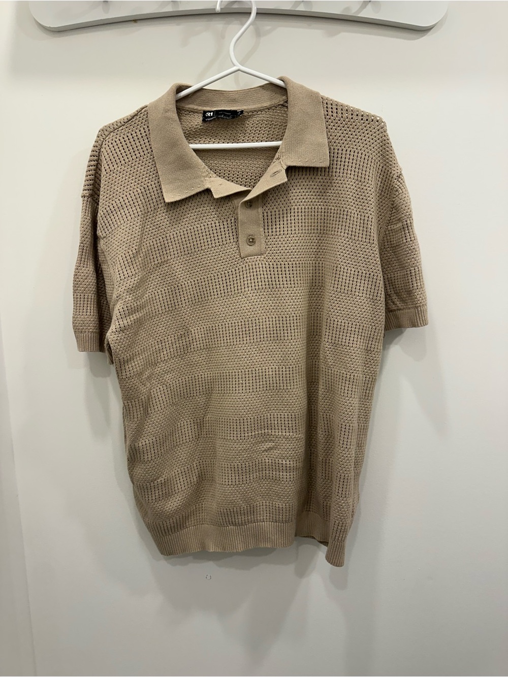 Le 30 Simons 100% cotton Men's Short-Sleeve Knit Polo Shirt - Beige - Picture 3 of 6